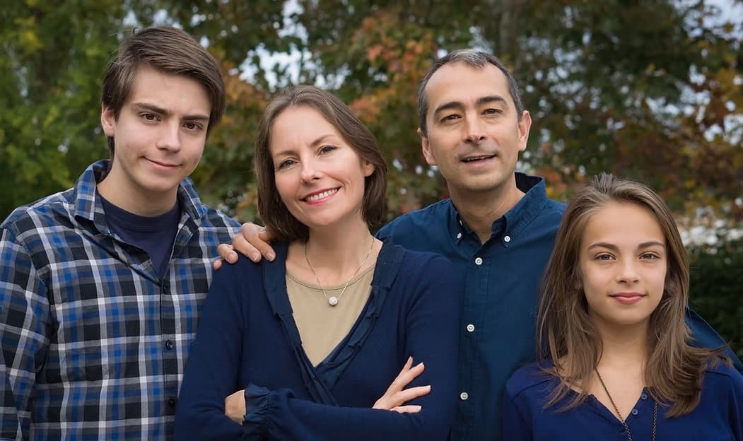 Family portrait together at the park